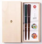Pair Chopsticks&Matsuri Hanabi Tsugaru Beadoro Rest Gift Made in Japan.