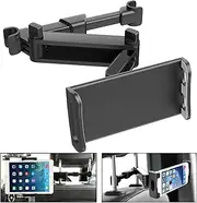 Car Headrest Tablet Mount, Stretchable Ipad Headrest Holder for Car Backseat Universal 360° Rotating Adjustable, Compatible with Phone/Tablet/iPad Mini/Samsung 4"-10.6", Headrest Posts Width 4.7-5.9in