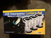 3- NEW 12-BULB LED EMERGENCY LANTERN SET W/ DIMMER + BATTERIES - STAR