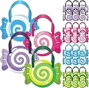 Sweetude 24 Pcs Candyland Party Goodie Bag Non Woven Lollipop Candy Tote Treat Bags Candyland Sweet Candy Theme Party Favors Supplies Decorations for Birthday Wedding Baby Shower Decor, 4 Styles
