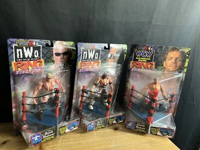 1999 WCW/NWO Ring Fighter Toy Figures LOT of 3 BRET HART,CHRIS BENOIT,STEINER