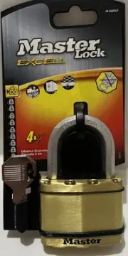 Master Lock Excell 38mm-64mm Padlock Brass Covered Laminated Steel M15BDLF 4 Key