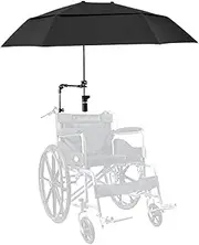 Chair Umbrella with Adjustable Clamp, Rain/UV Protection Wheelchair Umbrella, 40.9" Extended Double-Side Parasol for Pram, Stroller, Bike, Beach Chairs, Bleacher-