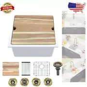 18 Inch Undermount Bar Sink - White Granite Composite Single Bowl Workstation