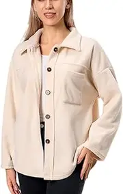 [Jdlsppl] Women's Long Sleeve Outerwear Soft Fleece Coat Jacket Pocket Button Down Polar Fleece Button Up