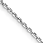 14K White Gold 24 Inch 1.4mm Diamond-Cut Round Open Link Cable With Lobster Clasp Chain