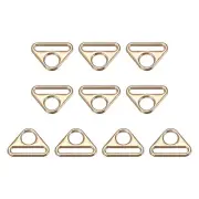 0.79" Adjuster Triangle with Bar Swivel Clip D Dee Ring Buckle, 10Pcs Gold