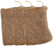 LALADEFIEE 3pcs Jute Mesh Soap Bag Set Reusable Exfoliating Pouches for Bathroom Storage Travel Handmade Drawstring Closure