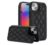 Case for Iphone 15 Plus,Pu Leather Wallet Case RFID Blocking Credit Card Slots Kickstand Phone Case-Black