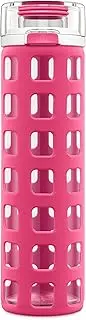 Ello Syndicate Glass Water Bottle with One-Touch Flip Lid and Protective Silicone Sleeve and Carry Loop, BPA Free, Dishwasher Safe,20oz
