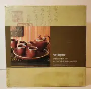 Pier 1 Oxblood Teapot Set Teapot Teacups Serving Tray Red Rustic Earthenware