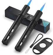 JEVSTU Butane Torch Lighter, 6-inch Refillable Pen Lighter Adjustable Jet Flame Butane Lighter for Grill BBQ Candle Camping (Gas Not Included) Pitch Black