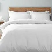 Pizuna Cotton Single Quilt Cover, 500 Thread Count 100% Combed Cotton Sateen Weave Bedding Duvet Cover Sets with Hidden Button Closure (Bright White Single Duvet Cover)