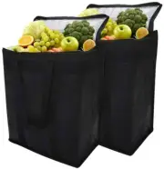 2 pack Insulated Cooler Bag,Reusable Grocery Shopping Bag with Dual Zipper