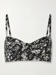[Ulla Johnson] Ulla Johnson - Zahara Printed Underwired Balconette Bikini Top - Black - large large Black