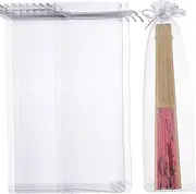 GARVALON 50pcs Organza Tulle Drawstring Bag for Wedding Party Favor Pouch Small Mesh Present Bags Long Drawstring