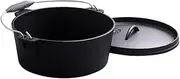 WeiLaiKeQi Cast Iron Dutch Oven Deep Classic Nonstick Saucepan for Camp Baking Cooking