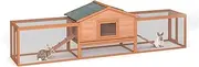 XIQUMOPAX 2 - Story Large Wooden Rabbit Hutch for Outdoor Use(Orange)