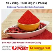 10 Packs x 200g (Total 2kg) Kashmiri Chilli Powder - Low Heat Gives Red Colour