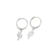 ANYCO Earrings Sterling Silver Pave Zircon Cactus Ear Buckle For Women Girl Teen Chic Fashion Stylish Rock Accessories Jewelry Gifts