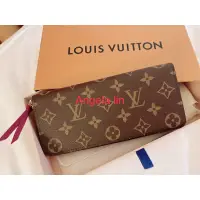 在飛比找蝦皮購物優惠-Louis Vuitton Clemence桃紅色拉鍊款長錢