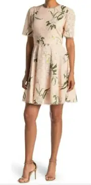 Ted Baker- ARALIA- Elderflower Tiered Skater Dress- Baby Pink- Sz2=US6- NWT-$349