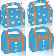 12x Construction Blue Orange Party Educational Supplies Birthday Baby Shower Decoration Paper Bag Kids Lolly Bag Favour Box Kraft Treat Box Gift Box Gable Box Gift Bag Themed Party Box