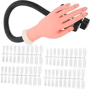 Gogogmee 100Pcs Flexible Movable Fake Nail Practice Hand Model with Nail Tips Manicure Tool for Beginners and Salon Artists Lightweight and Reusable Nail Art Training Aid
