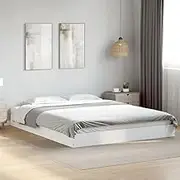 Bed Furniture Bed Frame Without Mattress White 150x200 cm Engineered Wood