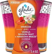 Glade 2-in-1 Candle, Vanilla Passion Fruit and Hawaiian Breeze, Scented Candle Infused with Essential Oils, 1 Count