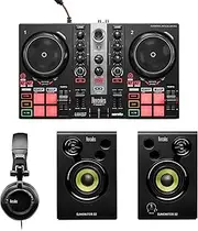 Hercules DJLearning Kit MK2 – Complete DJ Bundle with DJControl Inpulse 200 MK2, DJMonitor 32 Studio Monitors, and HDP DJ45 Headphones