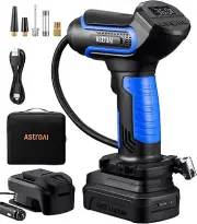 Rechargeable Tire Inflator with LED Light & 12V Adapter - Convenient & Efficient