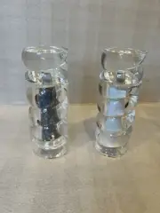 NEW Wayne Husted Blenko Design Grainware Twisted Lucite Salt/Pepper Grinders