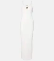 [Blumarine] Blumarine Ribbed-knit cotton jersey maxi dress AU 14 white