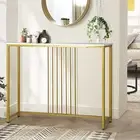 Hallway Table Console Table with Marble Tabletop and Steel Frame 95Cm