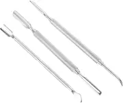 MUSISALY 3pcs Stainless Steel Nail Polish Remover Tool Set Dual-Ended Cuticle Pusher Scraper for Professional Manicure Easy Nail Art Cleaner