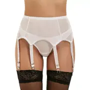 Sexy White Sheer High Waist Garter Belt Suspender Plus Size 8-22 Lingerie