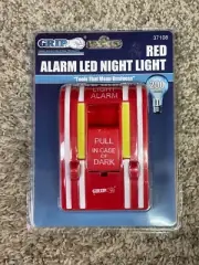 Red Alarm LED Night Light 200 Lumens by GRIP 37108 Cute Kids Room Play Room NIP