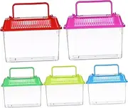 Yardwe 5Pcs Transparent Handheld Fish Tank Pet Box Aquarium for Goldfish Turtle Hamster Reptiles Easy Clean Design for Home Decoration and Observation