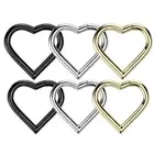 Titanium Hinged Segment Hoop Ring 18 Gauge With Heart Shape - Pair