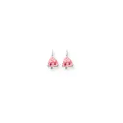 14k White Gold 7mm Pink Tourmaline leverback earring