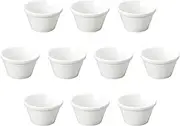 Set of 10, Frosty White 2.4 inches (6.2 x 3.6 cm) Sauce Cups | Souffle Ceramic, Setomonohonpo,