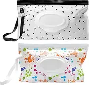 2pcs Portable Wipes Bag, Wet Bags for Travel,Reusable Wipes Bag, Travel Makeup Wipes Bag Wipes Dispenser,Waterproof Wipes Bbag Must Have Nappy Bag Dispenser