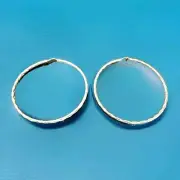 Erick's Sterling Silver 3 in wide Hammered Design Hoop Earrings Taxco.925