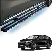 MOMOAU Auto Retractable Electric Running Boards Compatible with 2012-2024 Honda CR-V - 2-Pack Aluminum Alloy Side Steps with Multi-Color LED Lights, True Flush Mount