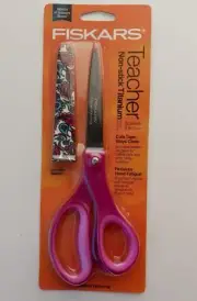 Fiskars 154130-1010 Teacher NON-STICK TITANIUM 8" Scissors w/ Sheath Asst Colors
