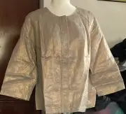 Chico’s Semi Natural Linen Foiled Jacket-Size 2- 12/14-Large-Free Shipping