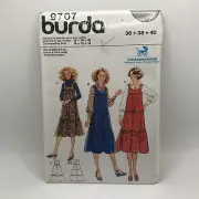 Burda 9707 Ladies 10-14 Maternity Dress Tiered Jumper Style Sewing Pattern UNCUT