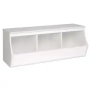 Prepac Monterey Stackable 3 Bin Storage Cubby in White