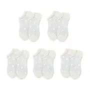 ANYSOX 5 Pairs White Size 5-9 Heart Tull Glass Silk With Transparent Thin Mesh Color Full Nylon Knee Sock ComFortable To Wear For Ladies